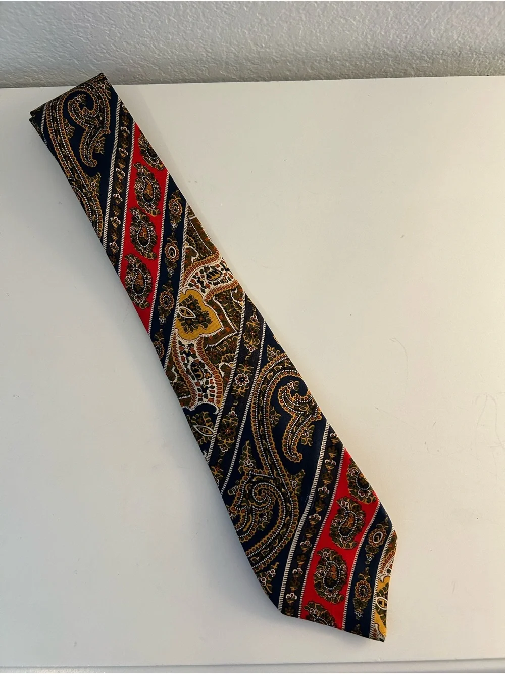 Liberty of London Vintage Classic Paisley Silk Tie Navy Red Gold Grandpacore